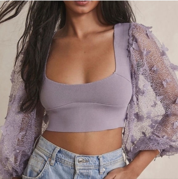 Free People Tops - Free People Lilac Butterfly Sleeve Ethereal Fairy Top, Size M